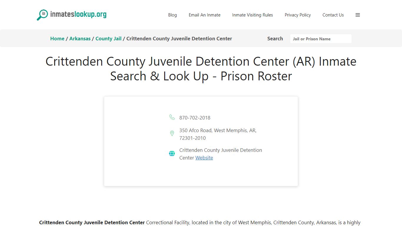 Crittenden County Juvenile Detention Center (AR) Inmate Search & Look ...